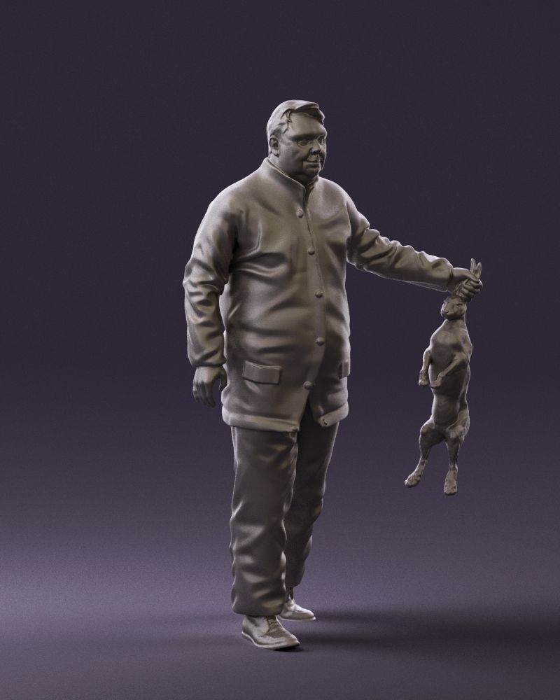 Man in green sweater and rabbit 0561 3D Print Ready 3D print model_7