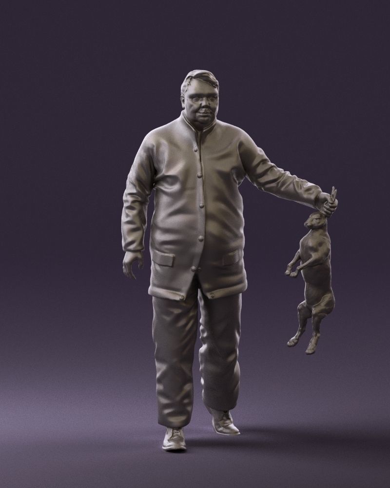 Man in green sweater and rabbit 0561 3D Print Ready 3D print model_37