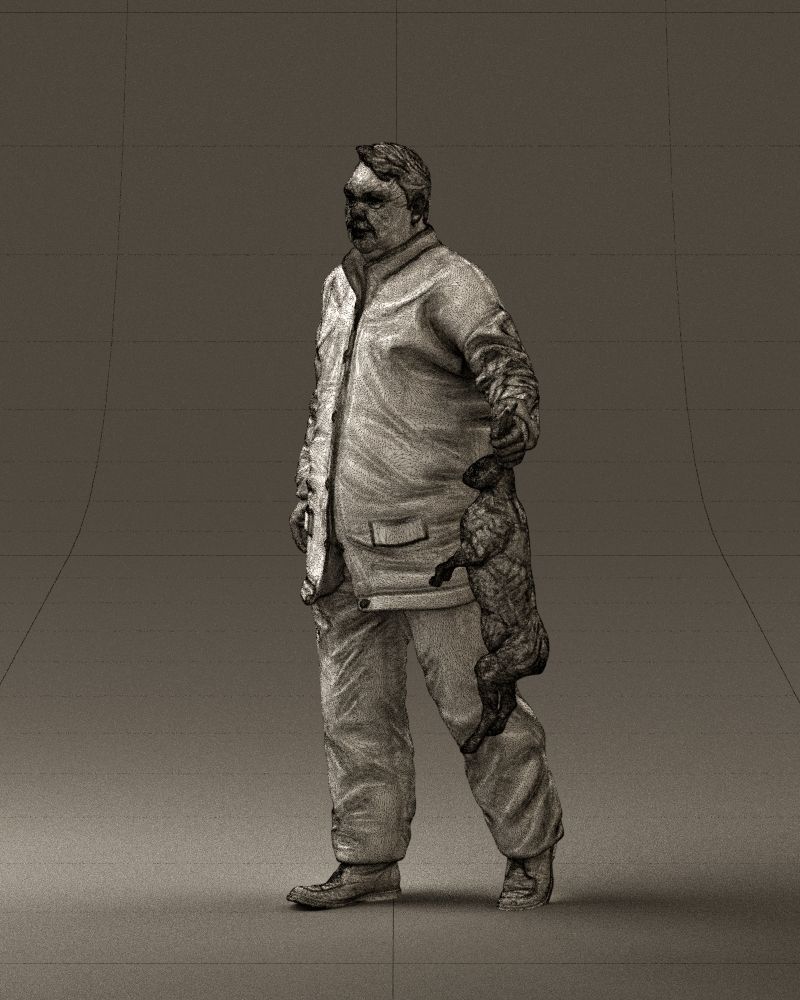 Man in green sweater and rabbit 0561 3D Print Ready 3D print model_29