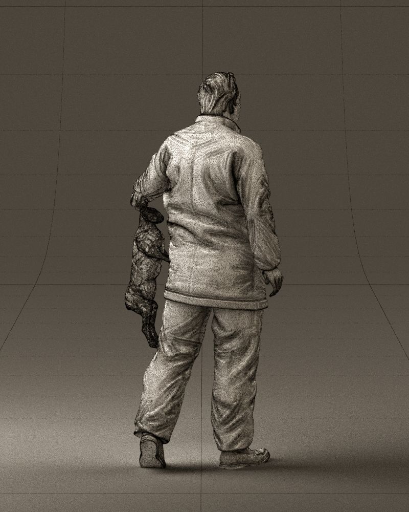 Man in green sweater and rabbit 0561 3D Print Ready 3D print model_17