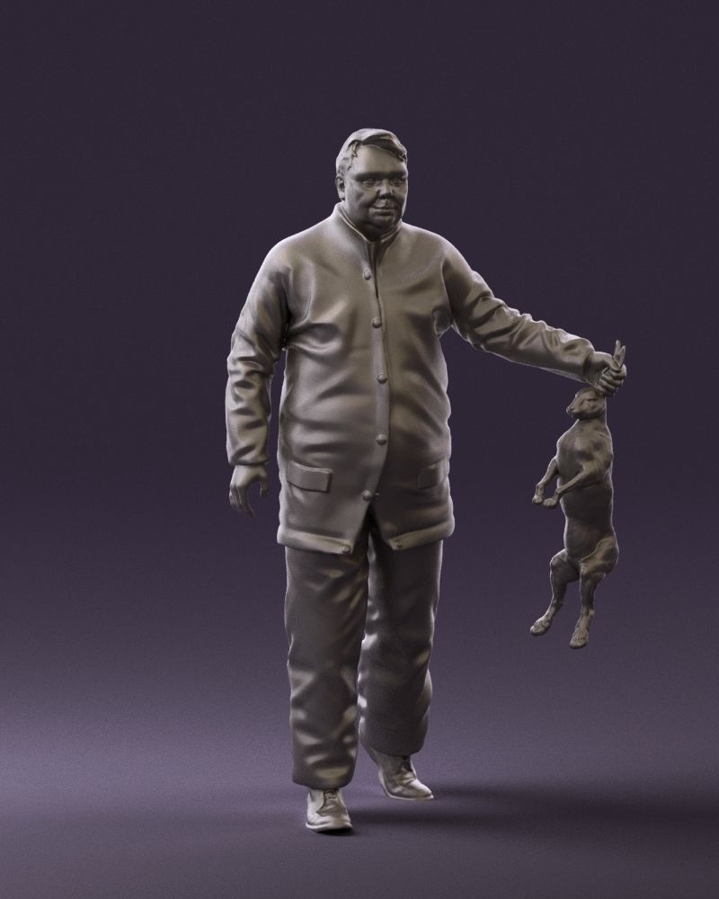 Man in green sweater and rabbit 0561 3D Print Ready 3D print model_4