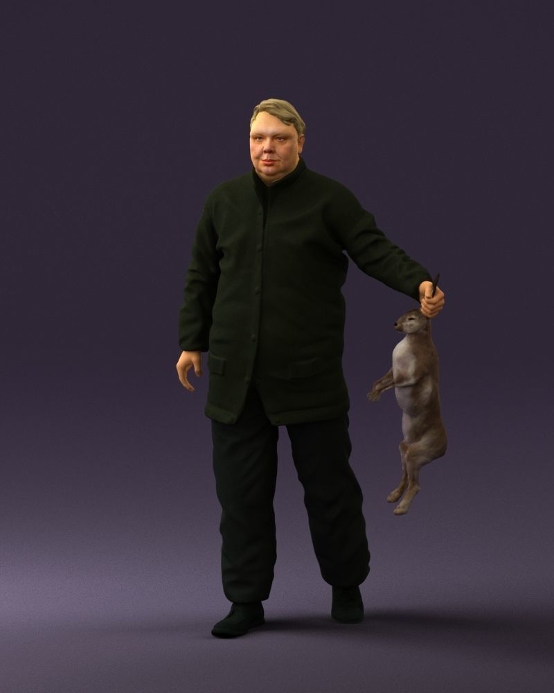 Man in green sweater and rabbit 0561 3D Print Ready 3D print model_30