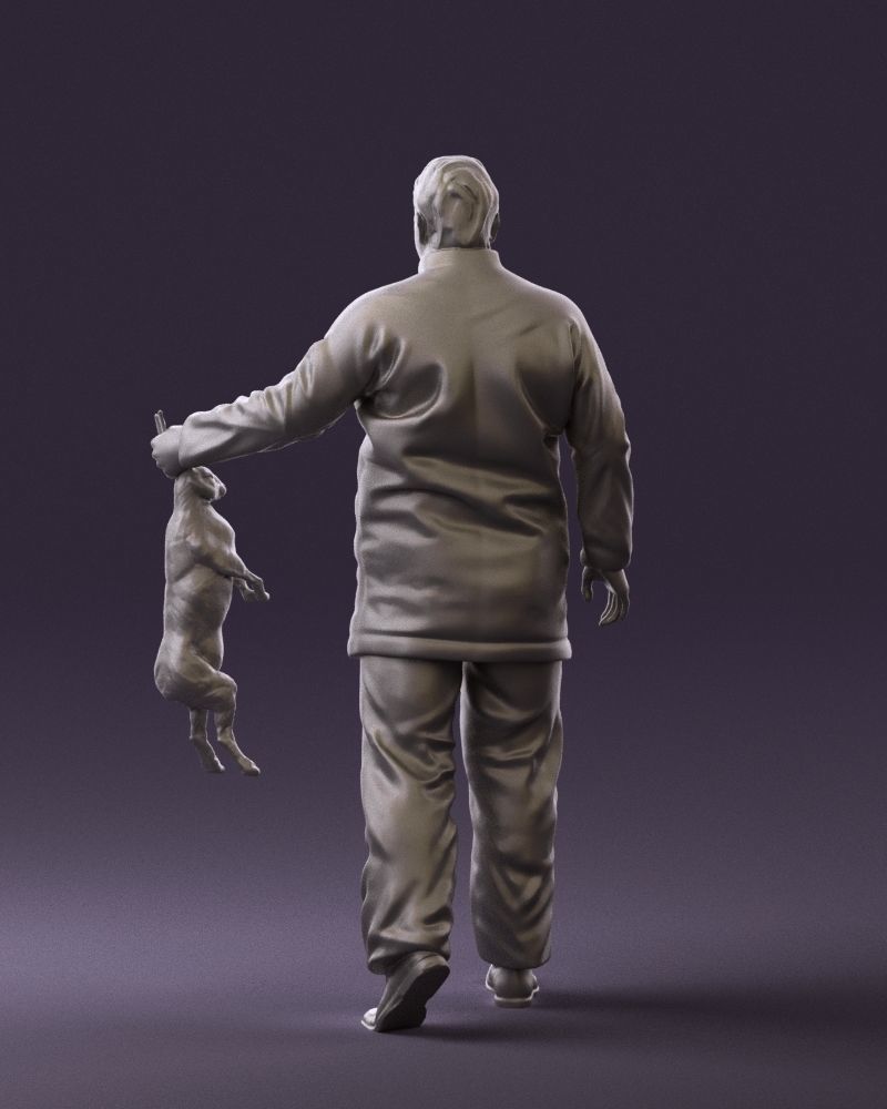 Man in green sweater and rabbit 0561 3D Print Ready 3D print model_19