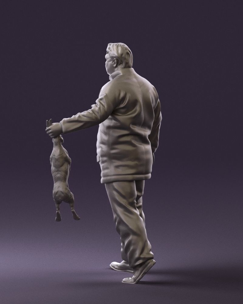 Man in green sweater and rabbit 0561 3D Print Ready 3D print model_22