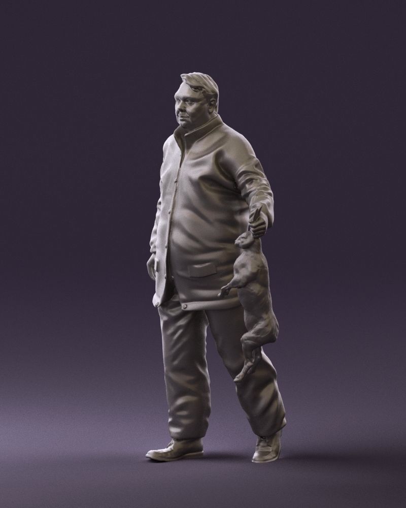 Man in green sweater and rabbit 0561 3D Print Ready 3D print model_28