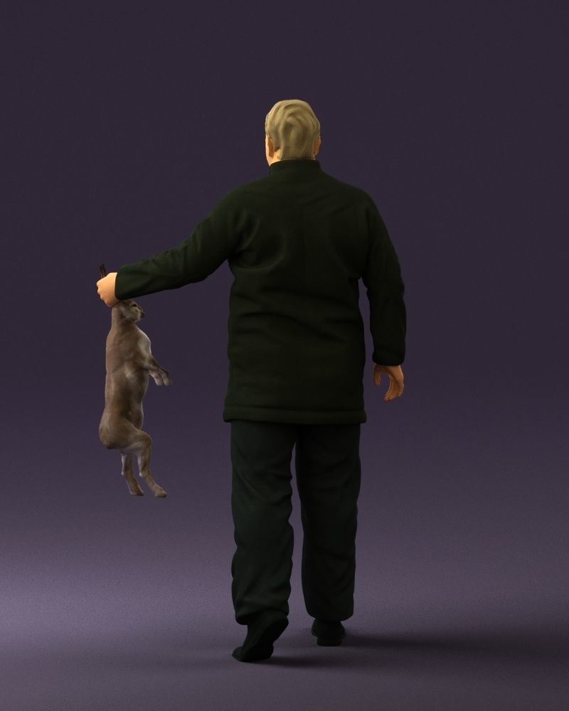 Man in green sweater and rabbit 0561 3D Print Ready 3D print model_18