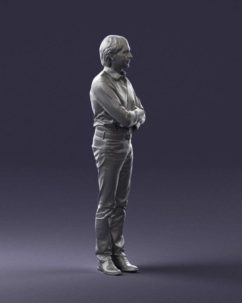 Middle aged man in shirt and jeans 0164 3D model_10