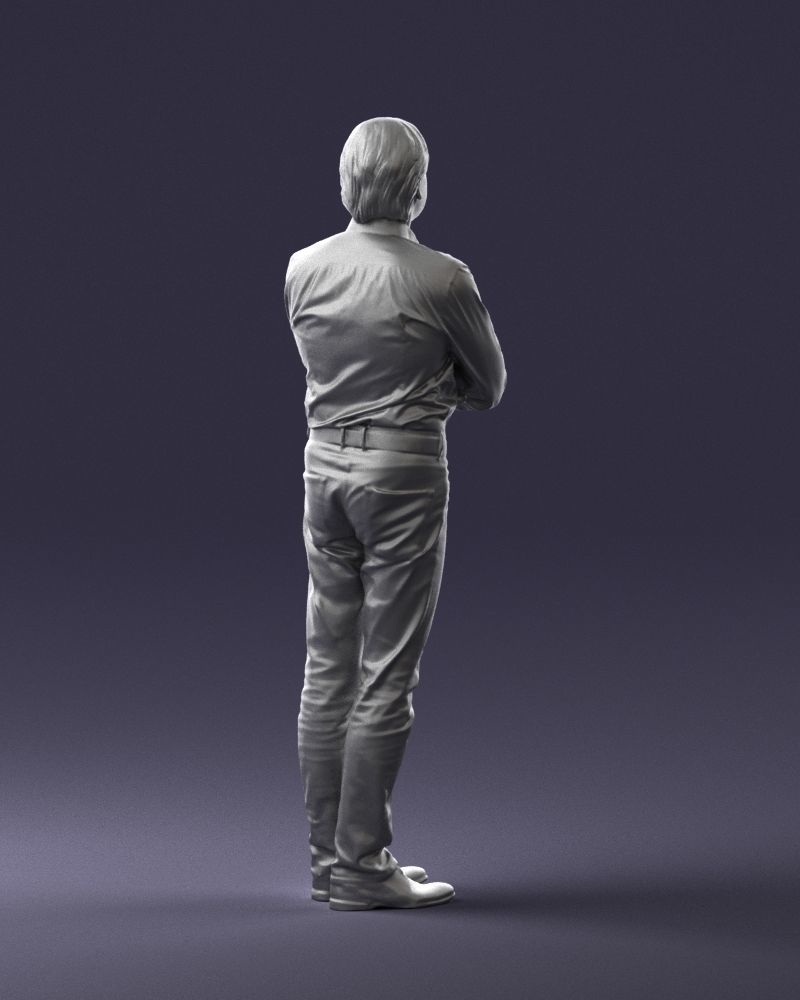 Middle aged man in shirt and jeans 0164 3D model_16