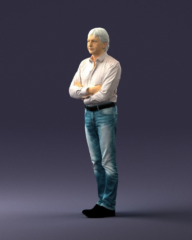 Middle aged man in shirt and jeans 0164 3D model_27