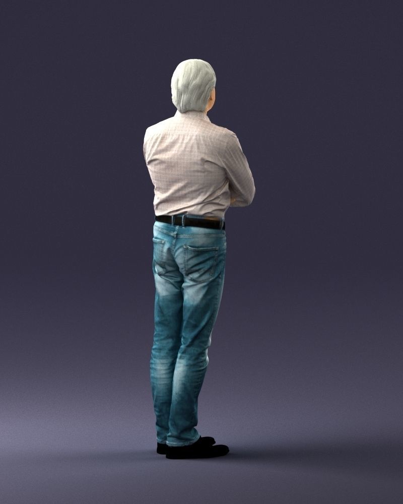 Middle aged man in shirt and jeans 0164 3D model_15