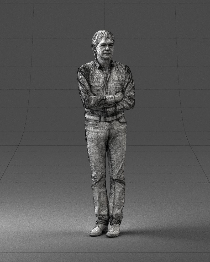 Middle aged man in shirt and jeans 0164 3D model_38