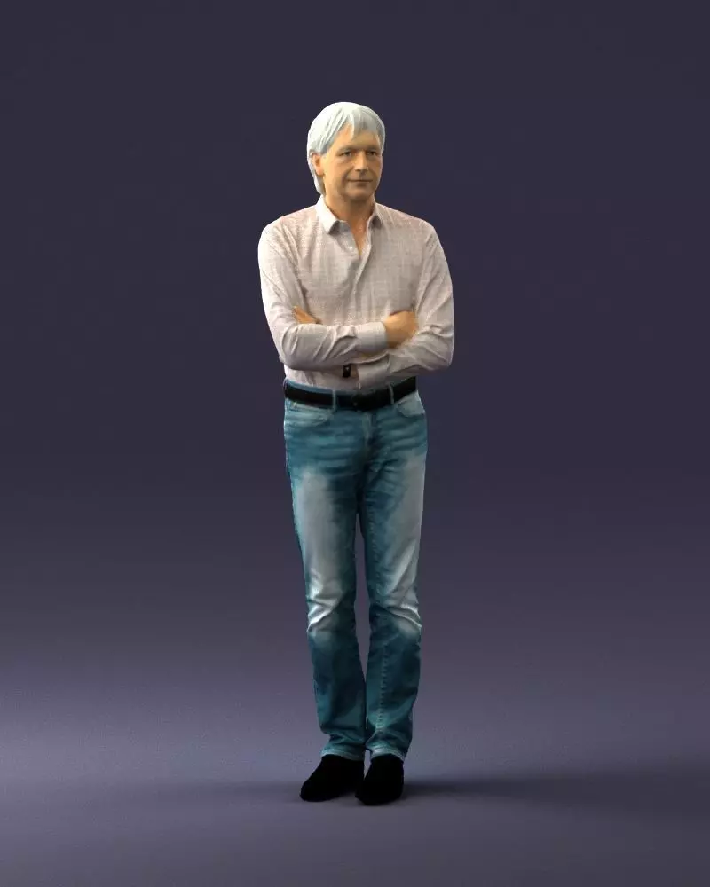 Middle aged man in shirt and jeans 0164 3D model_0