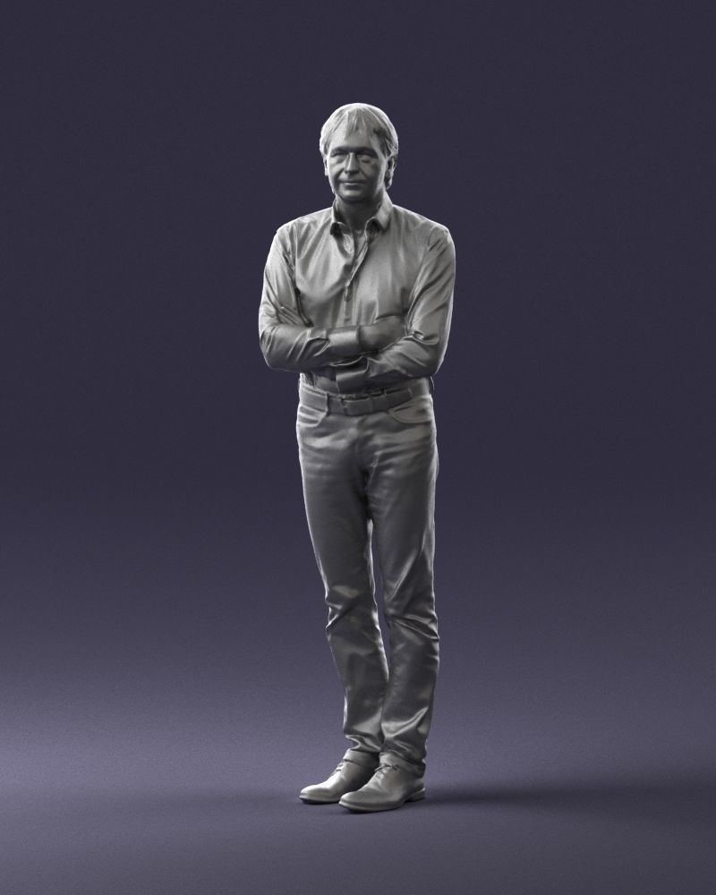 Middle aged man in shirt and jeans 0164 3D model_31