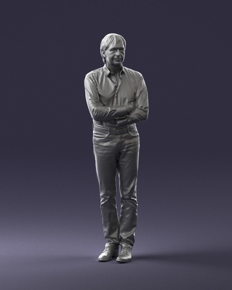 Middle aged man in shirt and jeans 0164 3D model_37