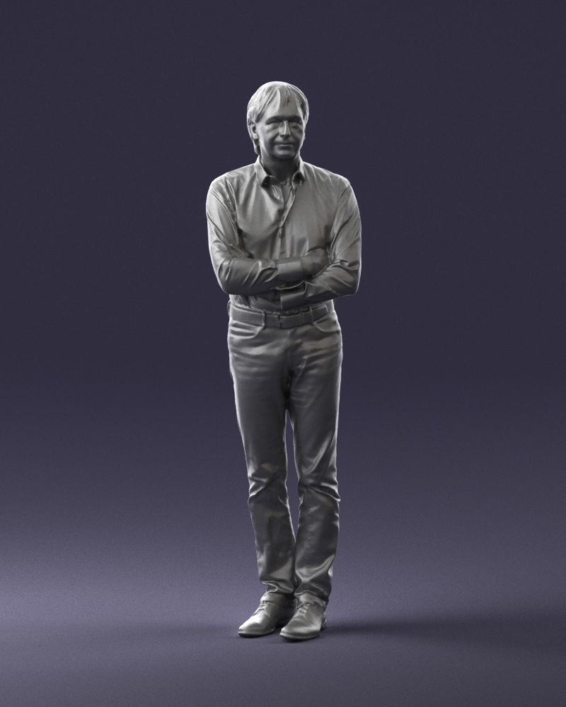 Middle aged man in shirt and jeans 0164 3D model_34