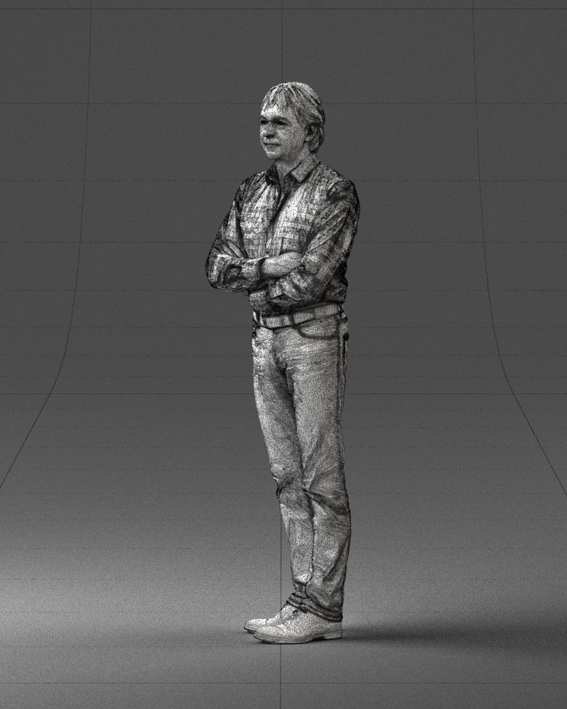 Middle aged man in shirt and jeans 0164 3D model_29