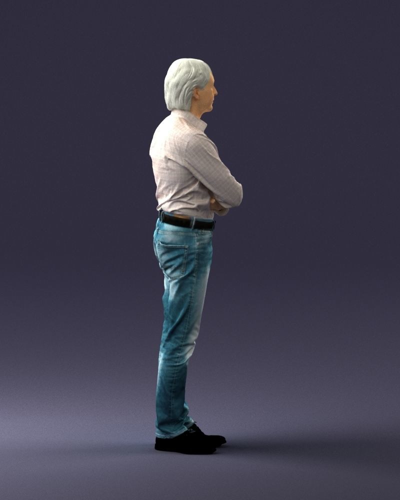 Middle aged man in shirt and jeans 0164 3D model_12