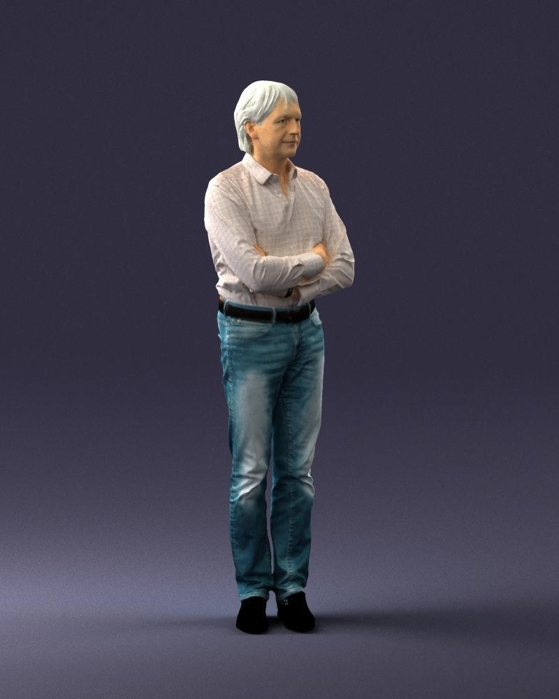 Middle aged man in shirt and jeans 0164 3D model_6