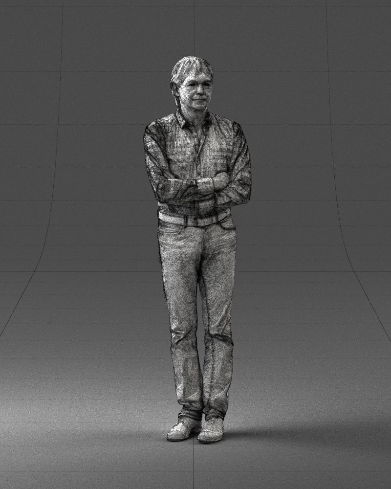 Middle aged man in shirt and jeans 0164 3D model_2