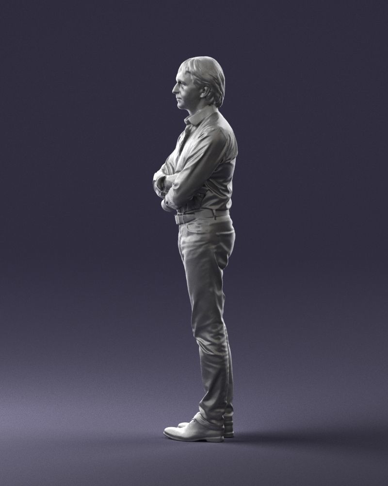Middle aged man in shirt and jeans 0164 3D model_25