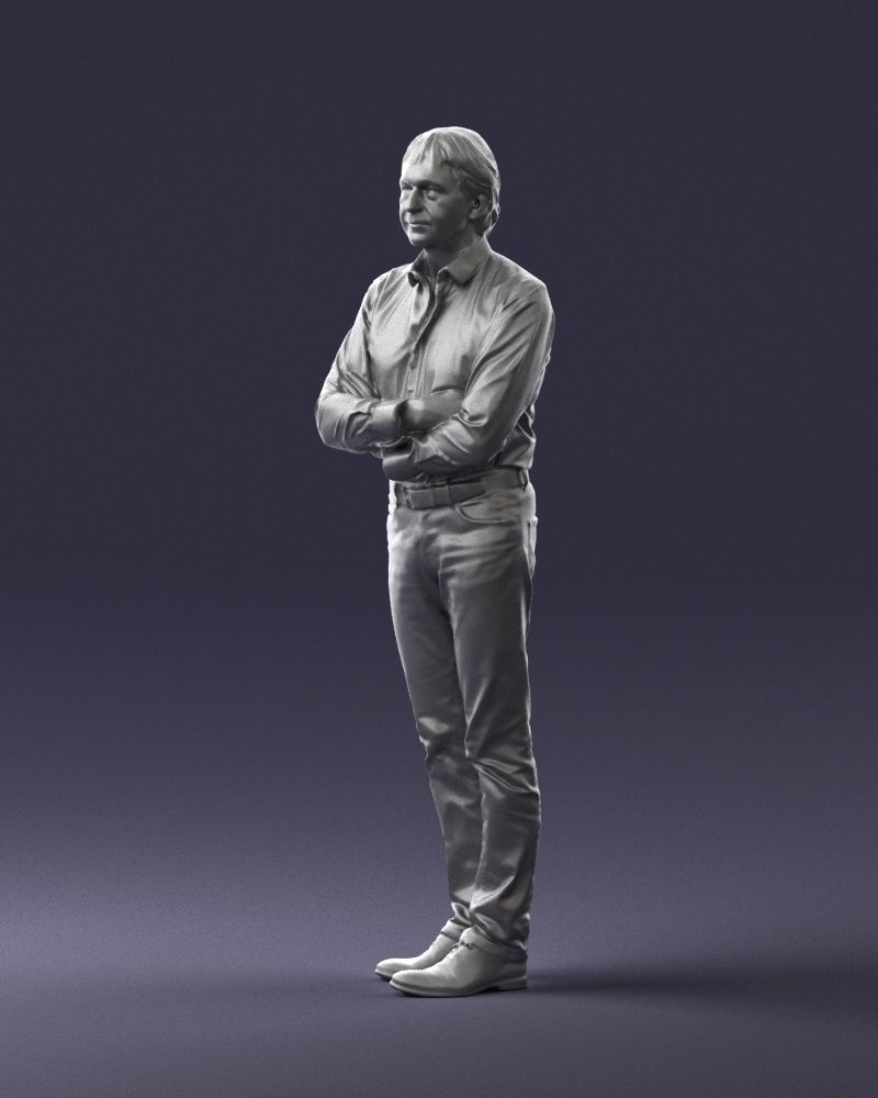 Middle aged man in shirt and jeans 0164 3D model_28
