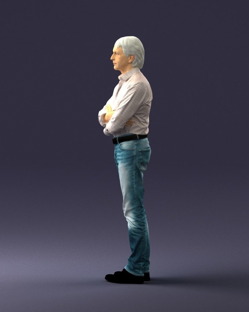 Middle aged man in shirt and jeans 0164 3D model_24