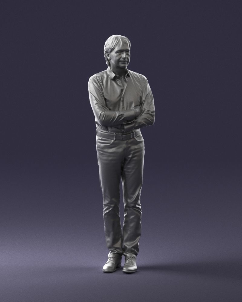 Middle aged man in shirt and jeans 0164 3D model_4