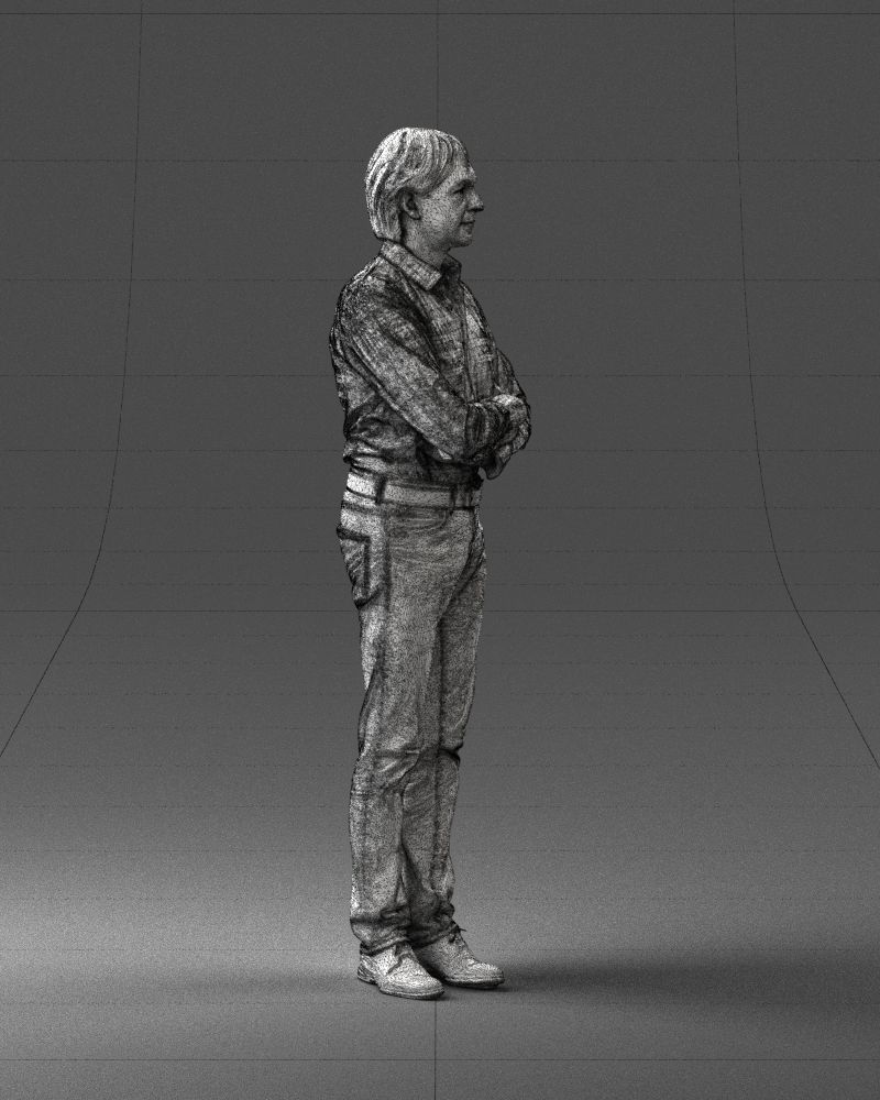 Middle aged man in shirt and jeans 0164 3D model_11