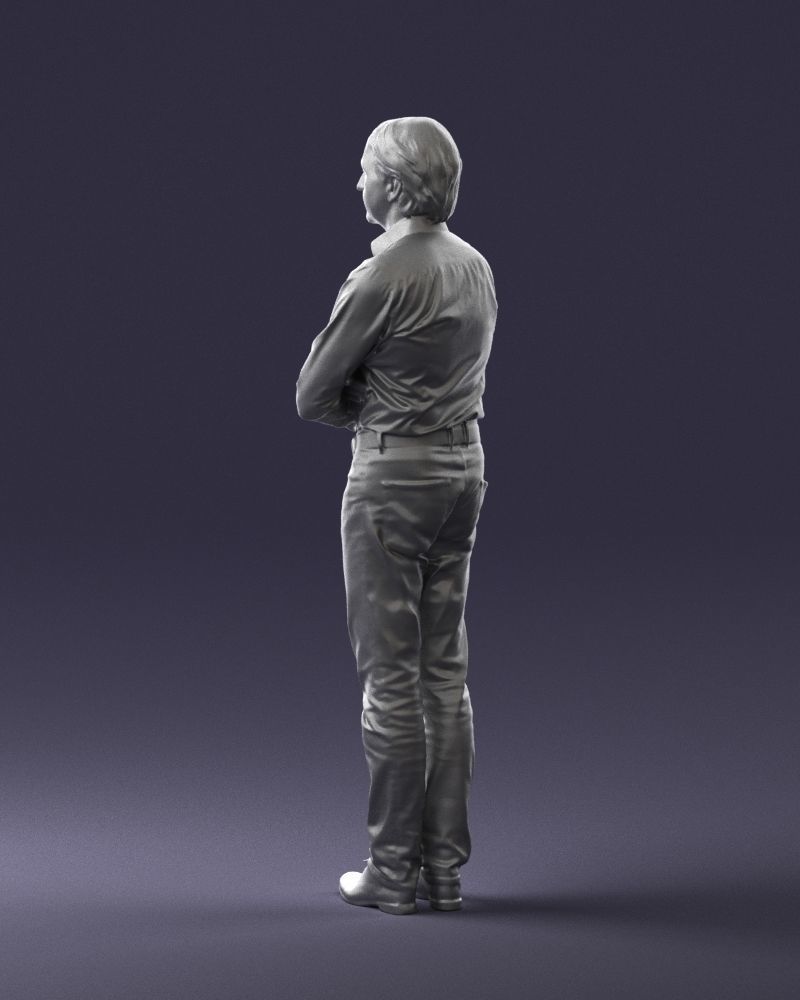 Middle aged man in shirt and jeans 0164 3D model_22