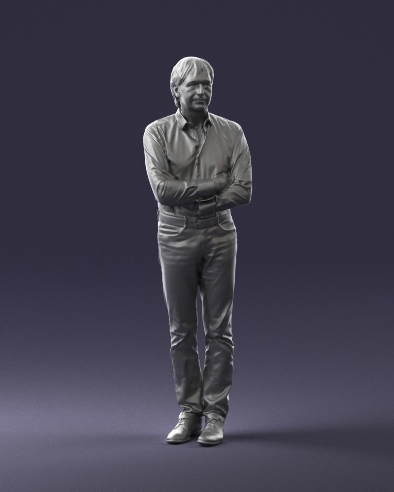 Middle aged man in shirt and jeans 0164 3D model_1
