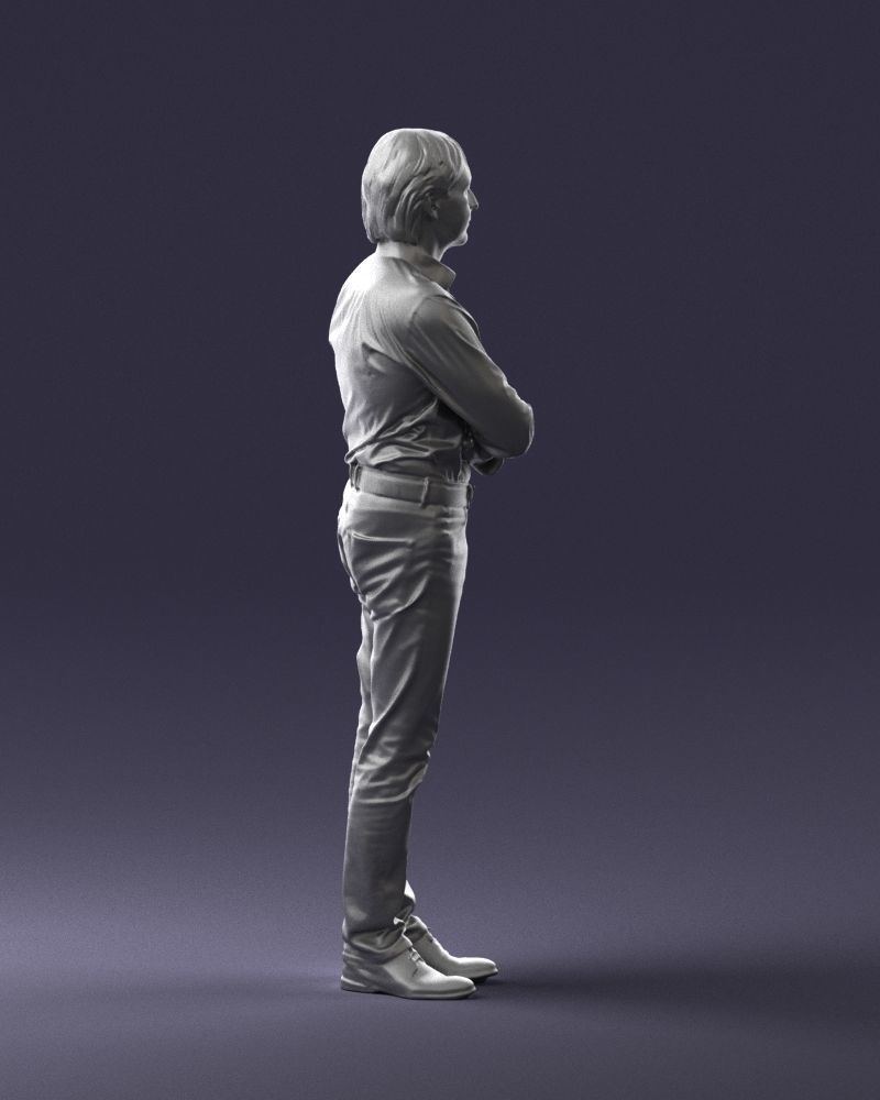 Middle aged man in shirt and jeans 0164 3D model_13