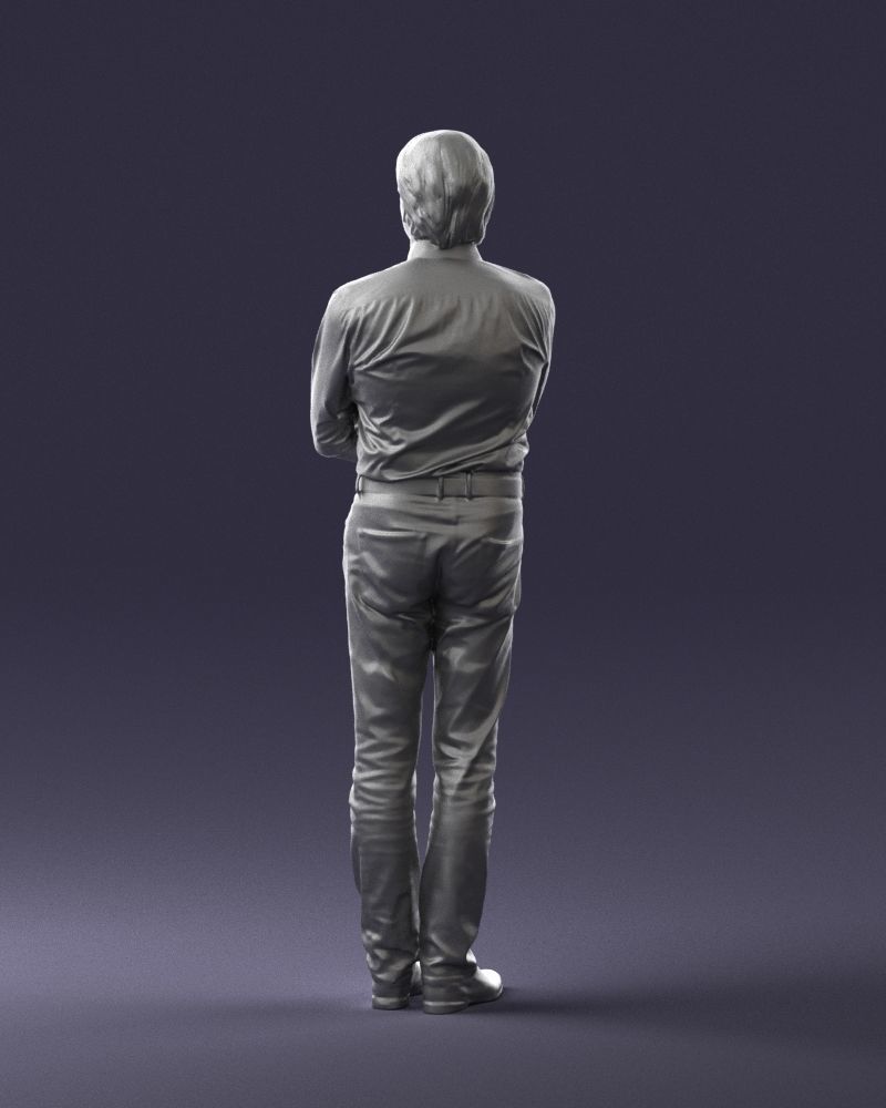 Middle aged man in shirt and jeans 0164 3D model_19