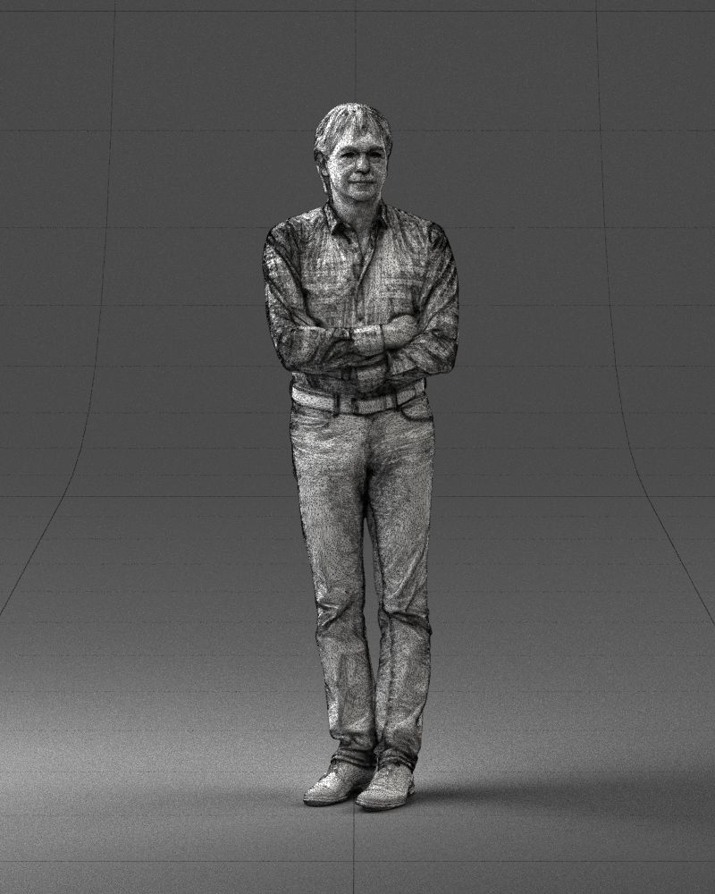 Middle aged man in shirt and jeans 0164 3D model_35