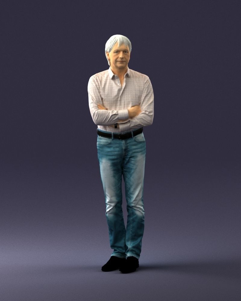Middle aged man in shirt and jeans 0164 3D model_33