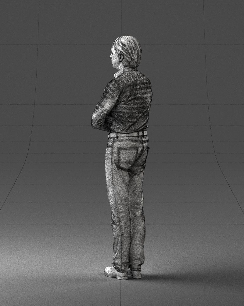 Middle aged man in shirt and jeans 0164 3D model_23