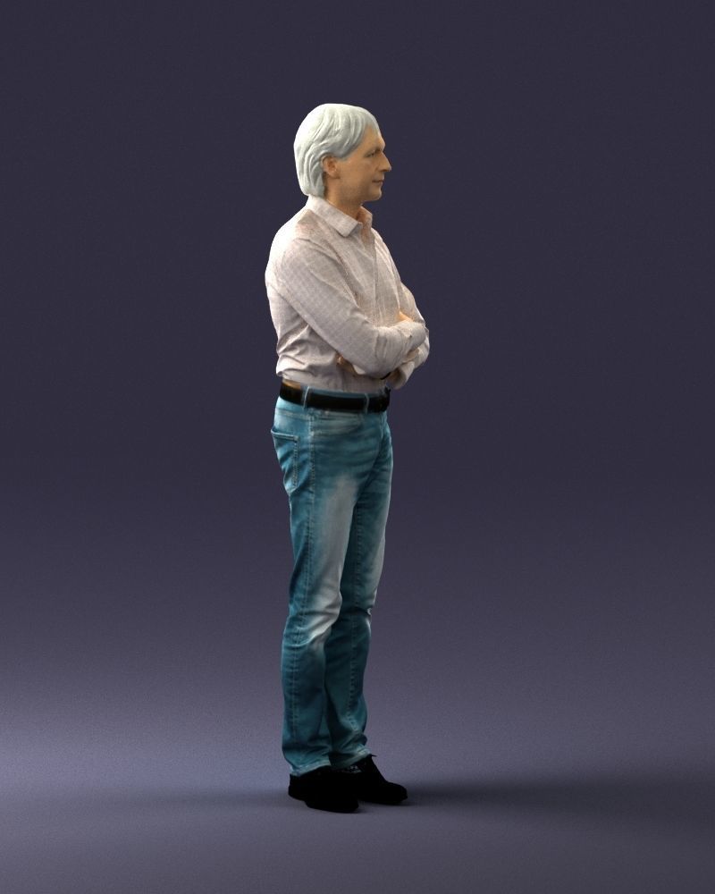 Middle aged man in shirt and jeans 0164 3D model_9
