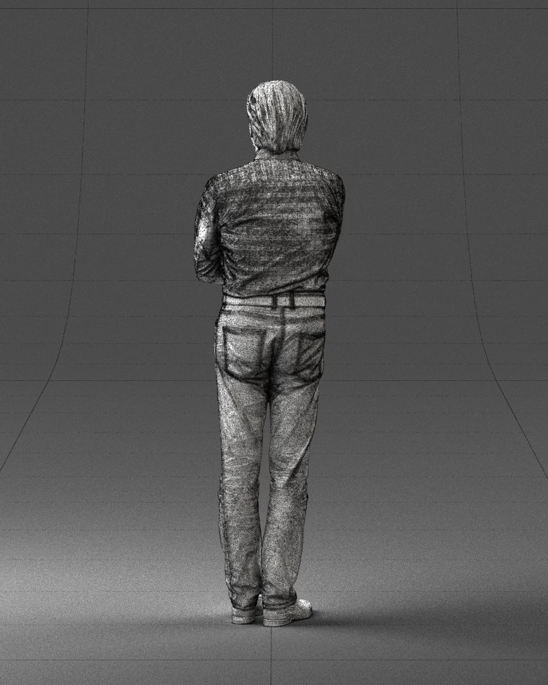 Middle aged man in shirt and jeans 0164 3D model_20