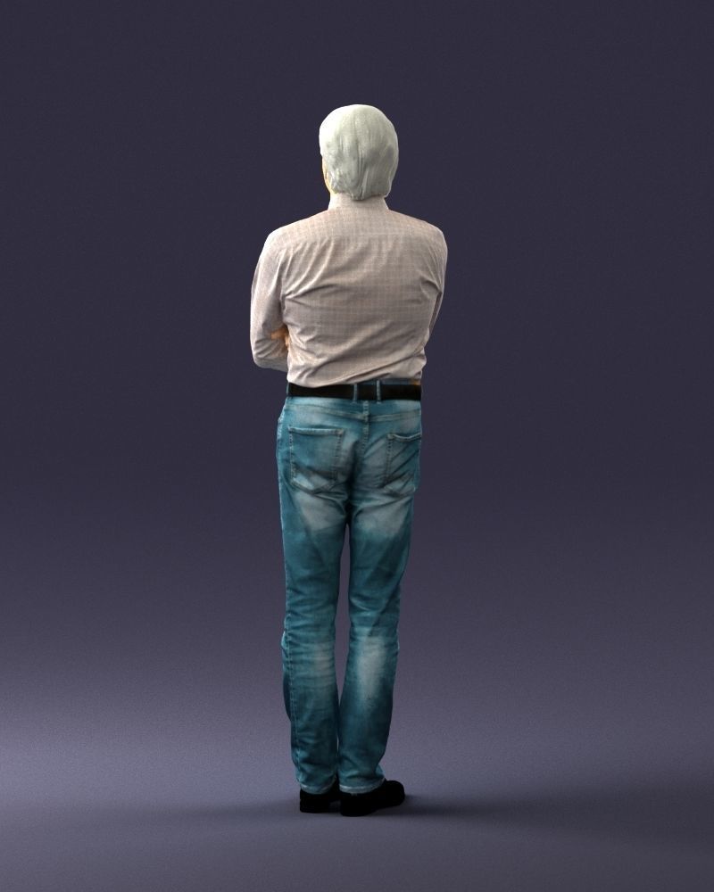 Middle aged man in shirt and jeans 0164 3D model_18
