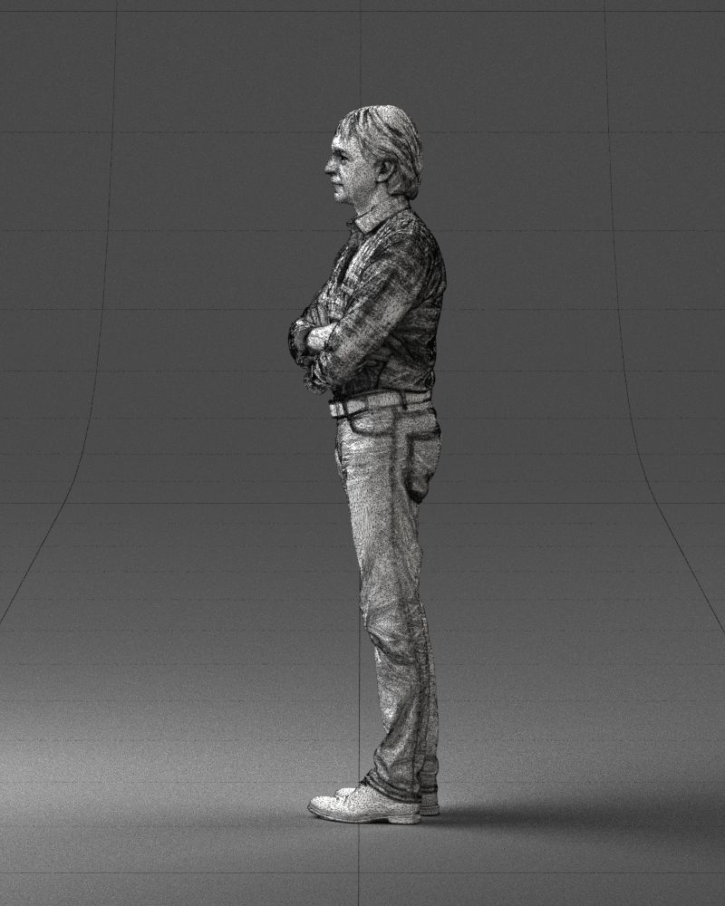Middle aged man in shirt and jeans 0164 3D model_26