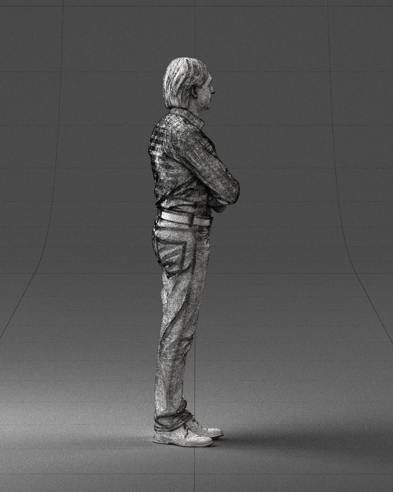 Middle aged man in shirt and jeans 0164 3D model_14