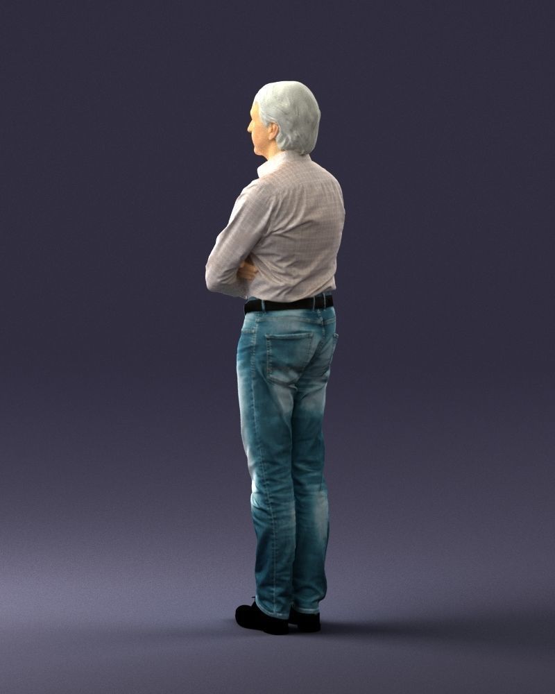 Middle aged man in shirt and jeans 0164 3D model_21