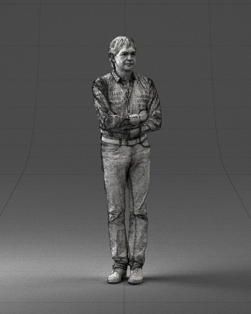 Middle aged man in shirt and jeans 0164 3D model_5