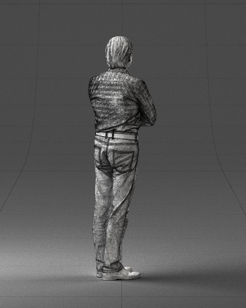 Middle aged man in shirt and jeans 0164 3D model_17