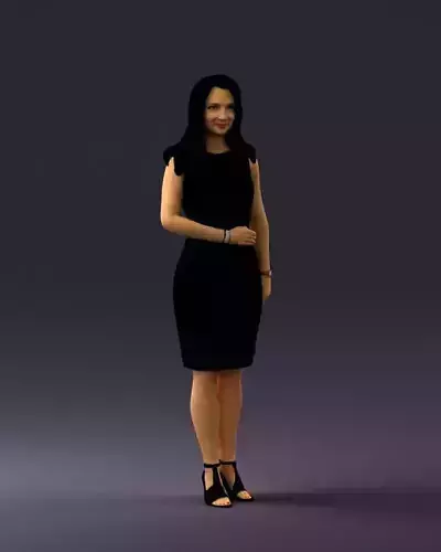 Woman in black dress 0445 3D print model