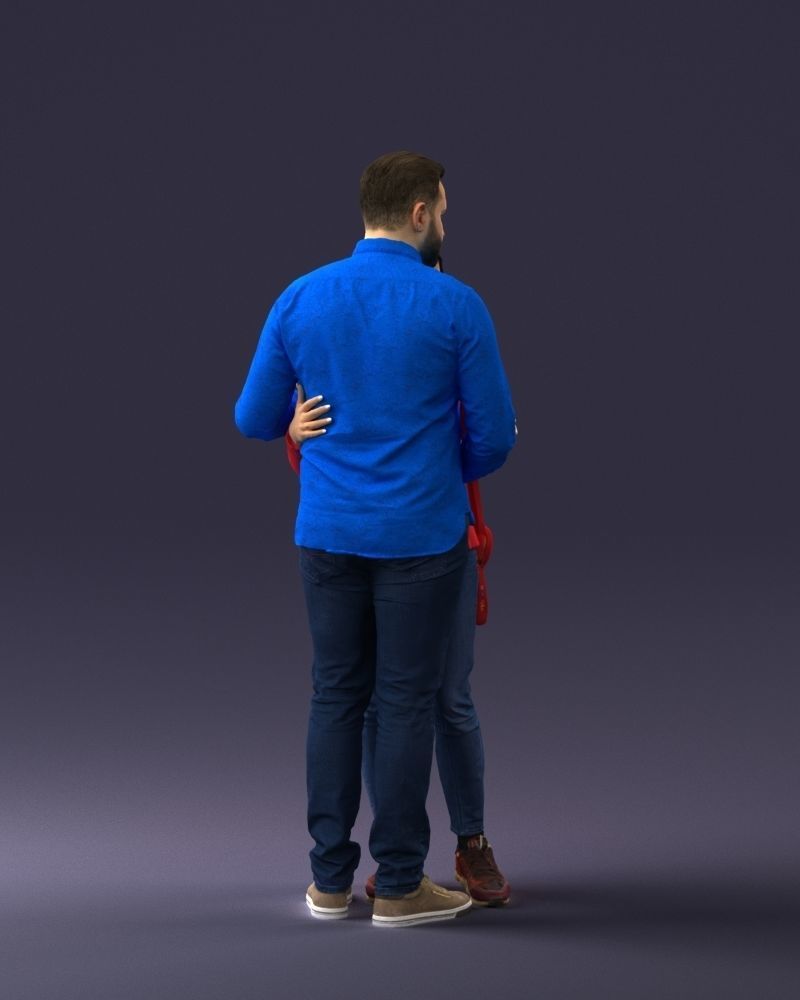 000258 Young Couple Hugging 0316 3D model_4
