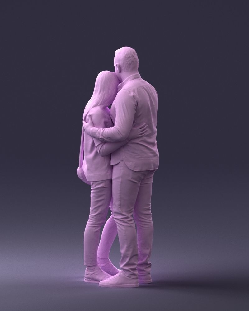 000258 Young Couple Hugging 0316 3D model_8