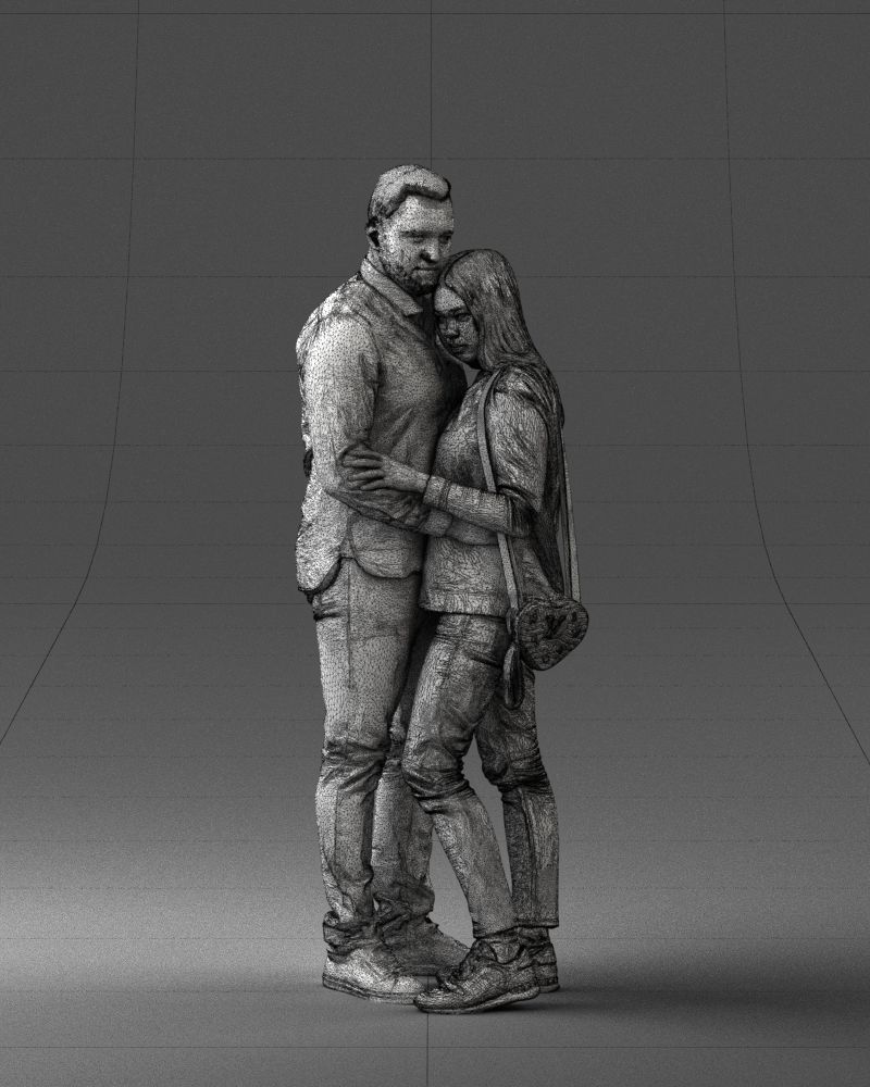000258 Young Couple Hugging 0316 3D model_3