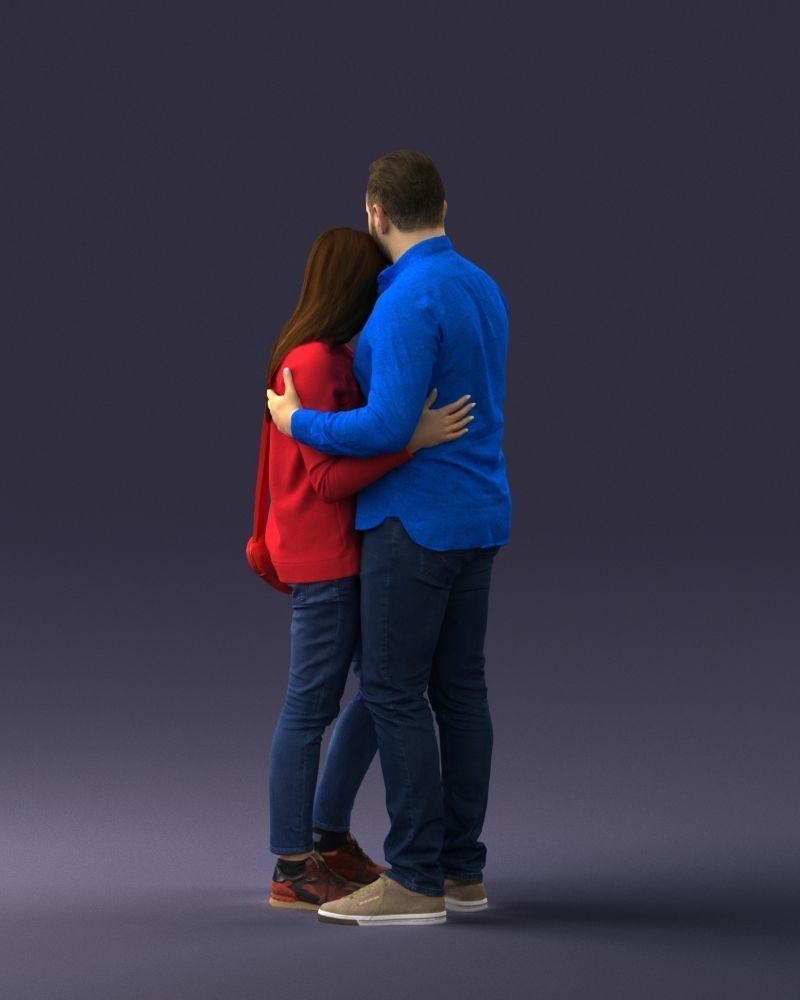 000258 Young Couple Hugging 0316 3D model_7
