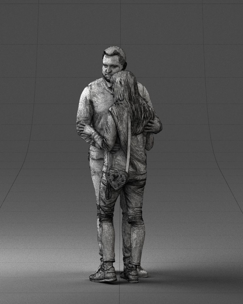 000258 Young Couple Hugging 0316 3D model_12
