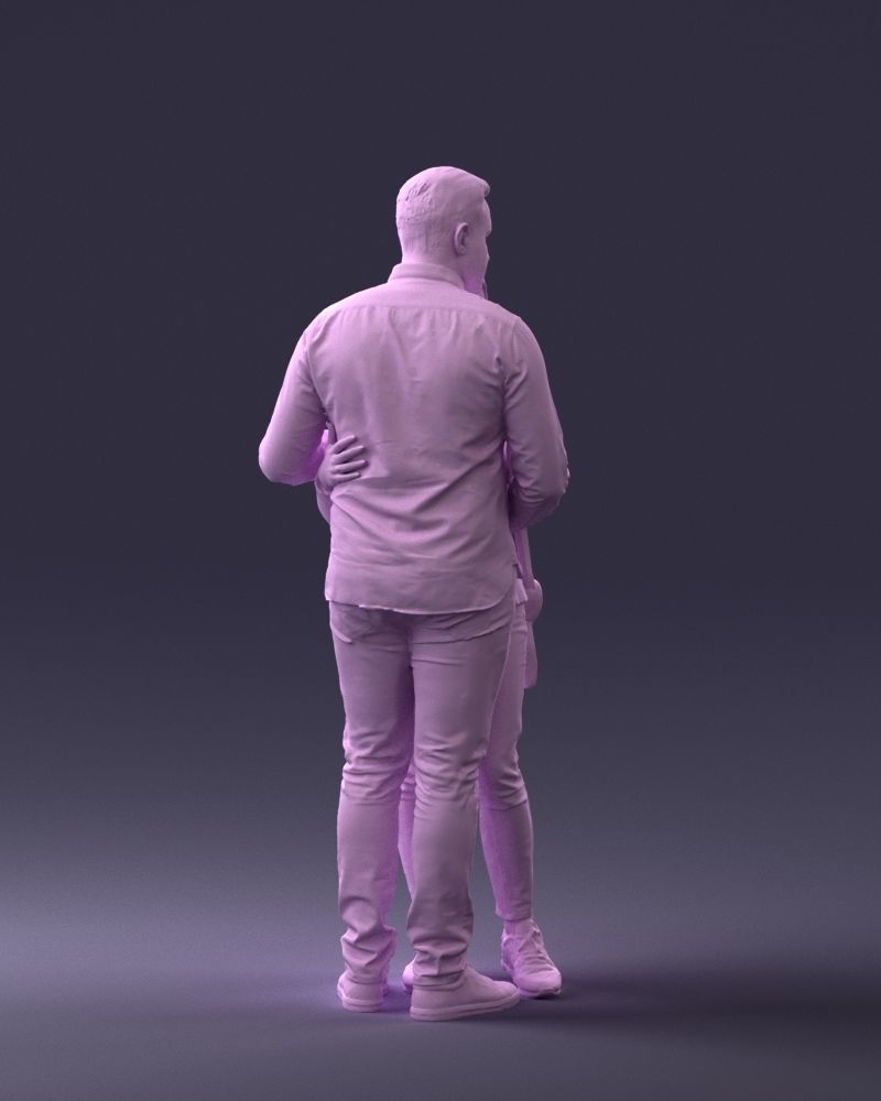 000258 Young Couple Hugging 0316 3D model_5
